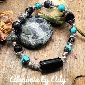 Copper Turquoise statement bracelet